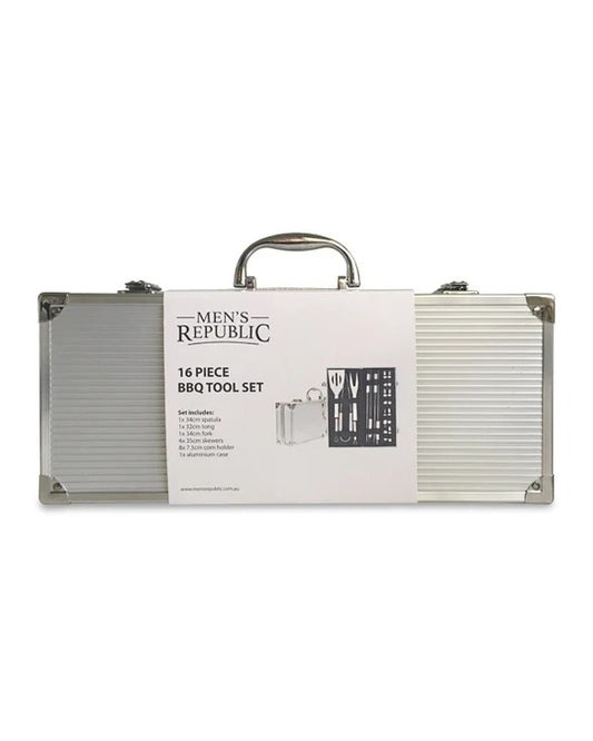 MENS REPUBLIC 16 PIECE BBQ SET IN ALUMINIUM CASE