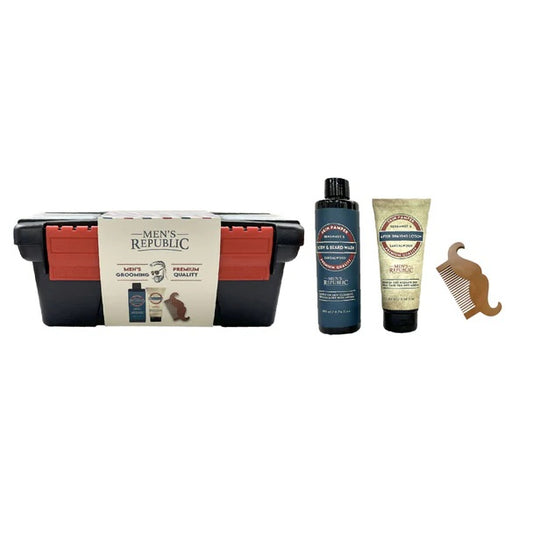 MENS REPUBLIC 4 PIECE GROOMING KIT INCLUDING TOOL CASE