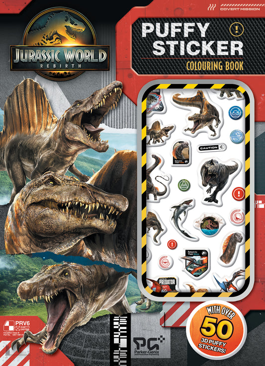 JURASSIC WORLD REBIRTH PUFFY STICKER COLOURING BOOK - SCHOLASTIC