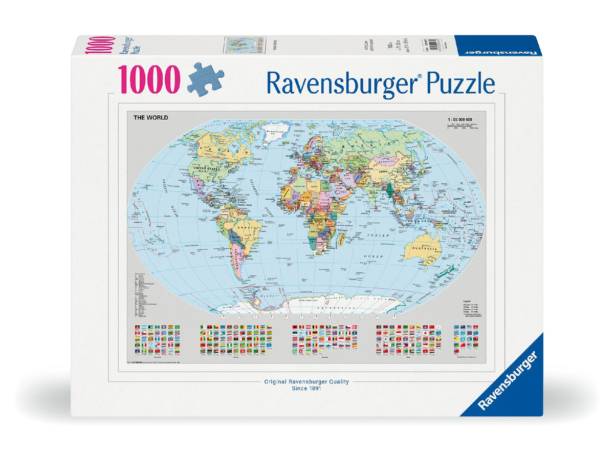 RAVENSBURGER POLITICAL WORLD MAP 1000 PIECE PUZZLE