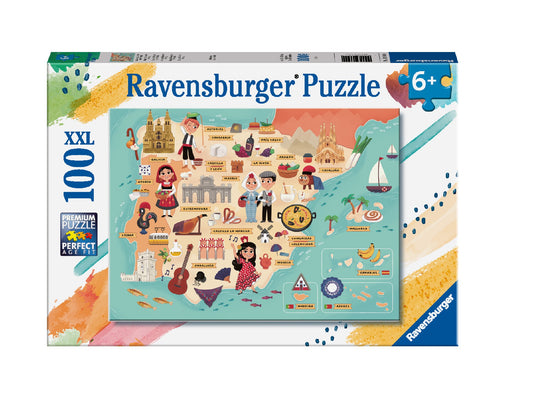 RAVENSBURGER MAP OF SPAIN AND PORTUGAL 100 PIECE PUZZLE