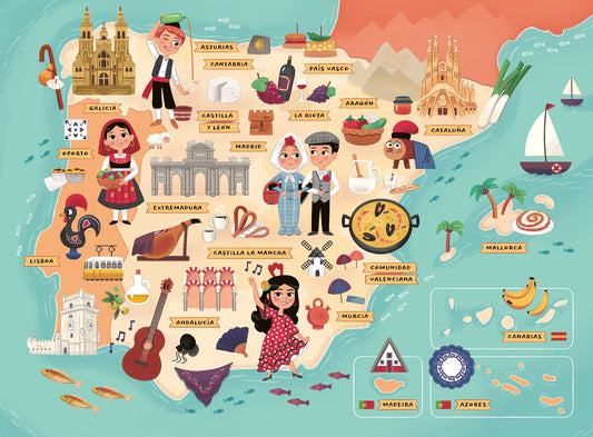 RAVENSBURGER MAP OF SPAIN AND PORTUGAL 100 PIECE PUZZLE