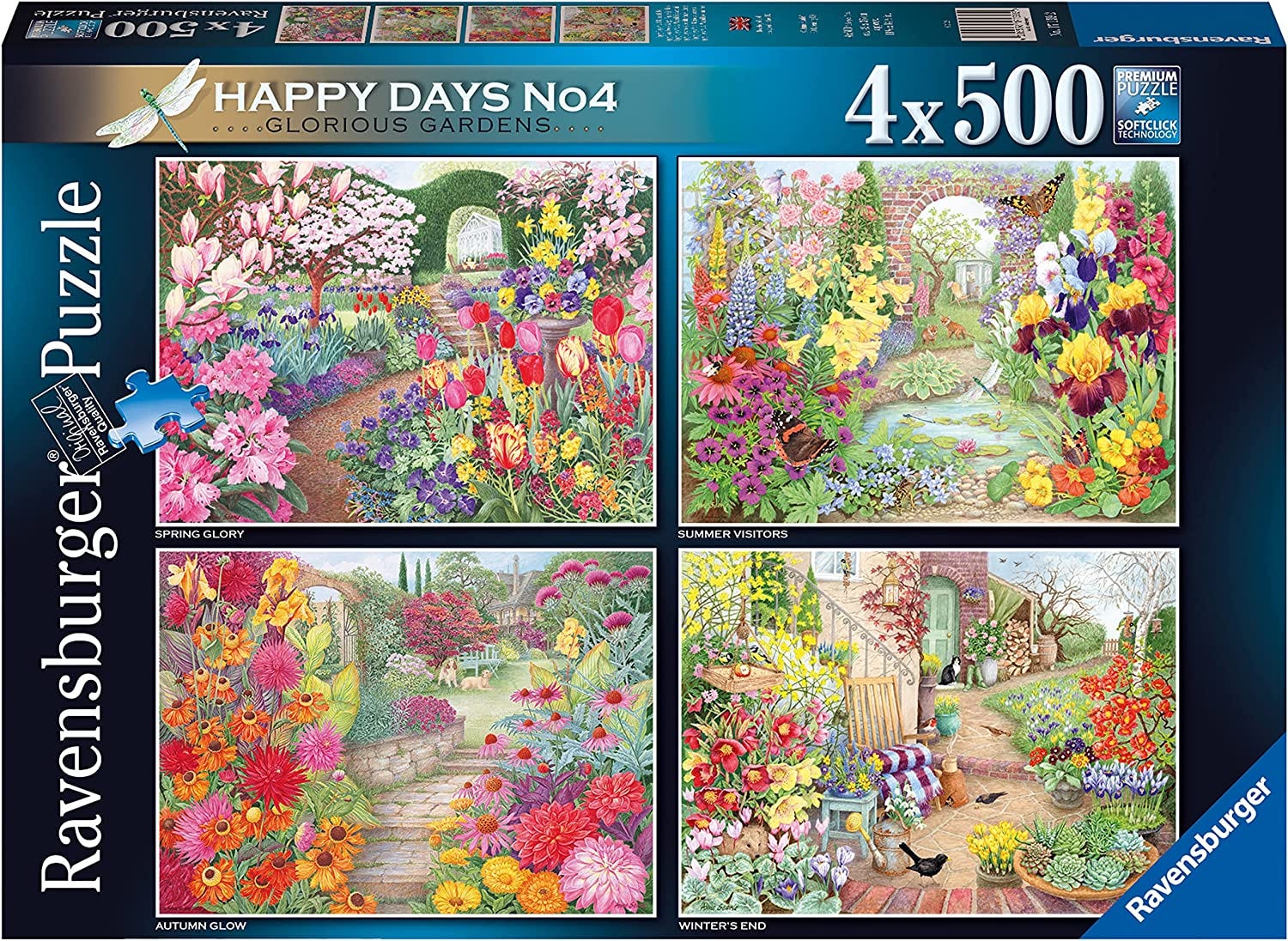 RAVENSBURGER - HAPPY DAYS NO4 GLORIOUS GARDENS 4X500 PIECE PUZZLES