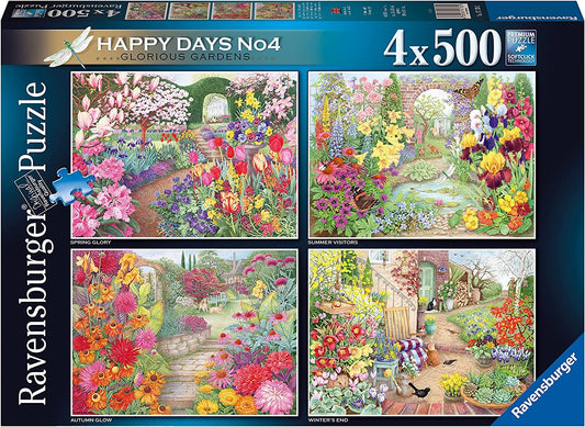 RAVENSBURGER - HAPPY DAYS NO4 GLORIOUS GARDENS 4X500 PIECE PUZZLES