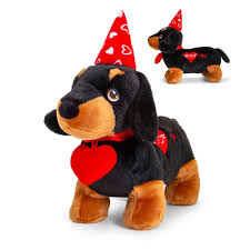 KEELECO PLUSH VALENTINE SAUSAGE DOG 25CM