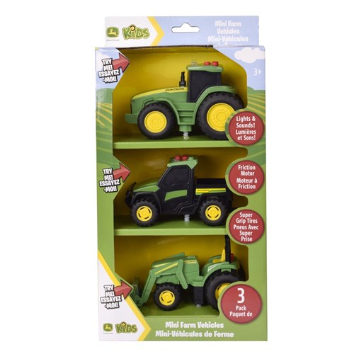 JOHN DEERE LIGHTS AND SOUND MINI TRACTORS 3 PIECE SET