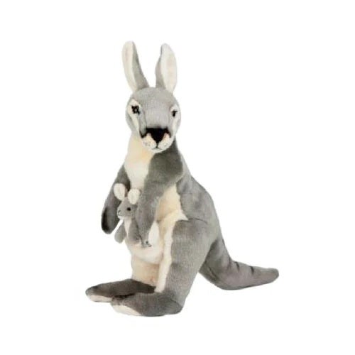 BOCHETTA TRUDY THE GREY KANGAROO WITH JOEY 40CM PLUSH