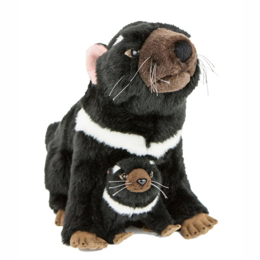 BOCHETTA EBONY AND ZIPPY TASMANIAN DEVIL MUM AND BABY 28CM PLUSH