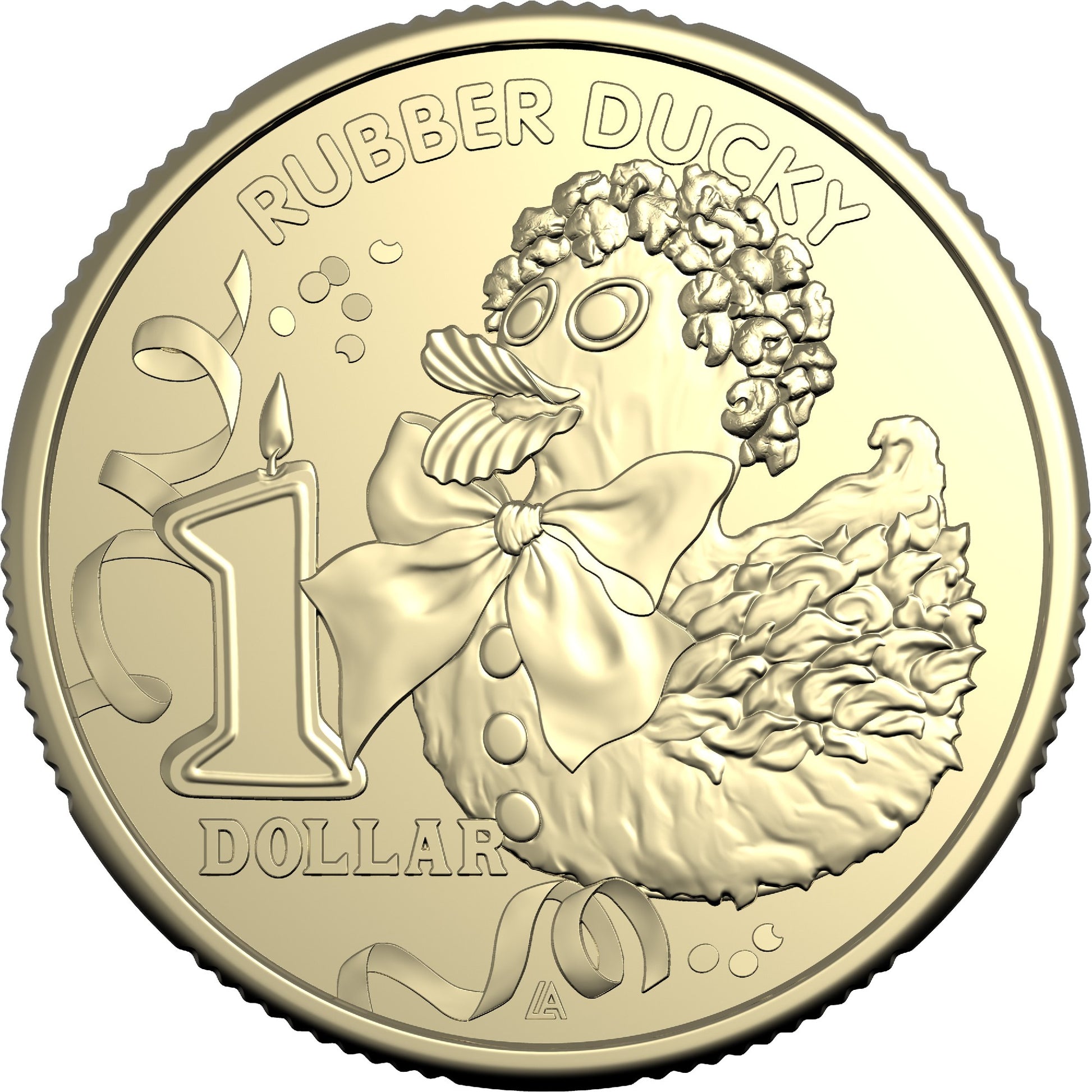 AWW BIRTHDAY CAKE RUBBER DUCKY 2025 $1 UNCIRCULATED COIN IN CARD 