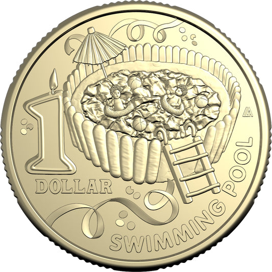 AWW BIRTHDAY CAKE SWIMMING POOL 2025 $1 UNCIRCULATED COIN IN CARD