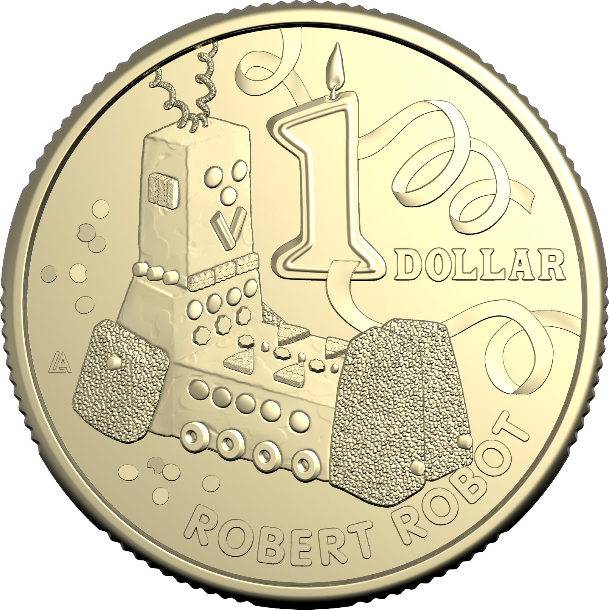 AWW  BIRTHDAY CAKE ROBERT ROBOT 2025 $1 UNCIRCULATED COIN IN CARD