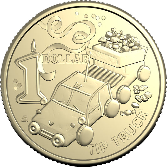 AWW BIRTHDAY CAKE TIP TRUCK 2025 $1 UNCIRCULATED COIN IN CARD