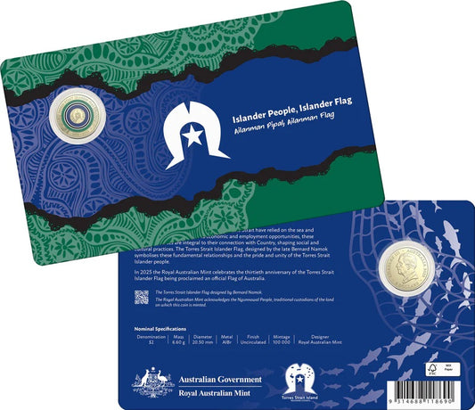 30 Years of the Torres Strait Islander Flag 2025 $2 C Mintmark Coloured Uncirculated Coin