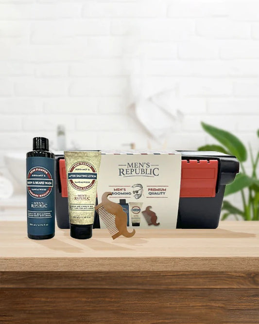 MENS REPUBLIC 4 PIECE GROOMING KIT INCLUDING TOOL CASE